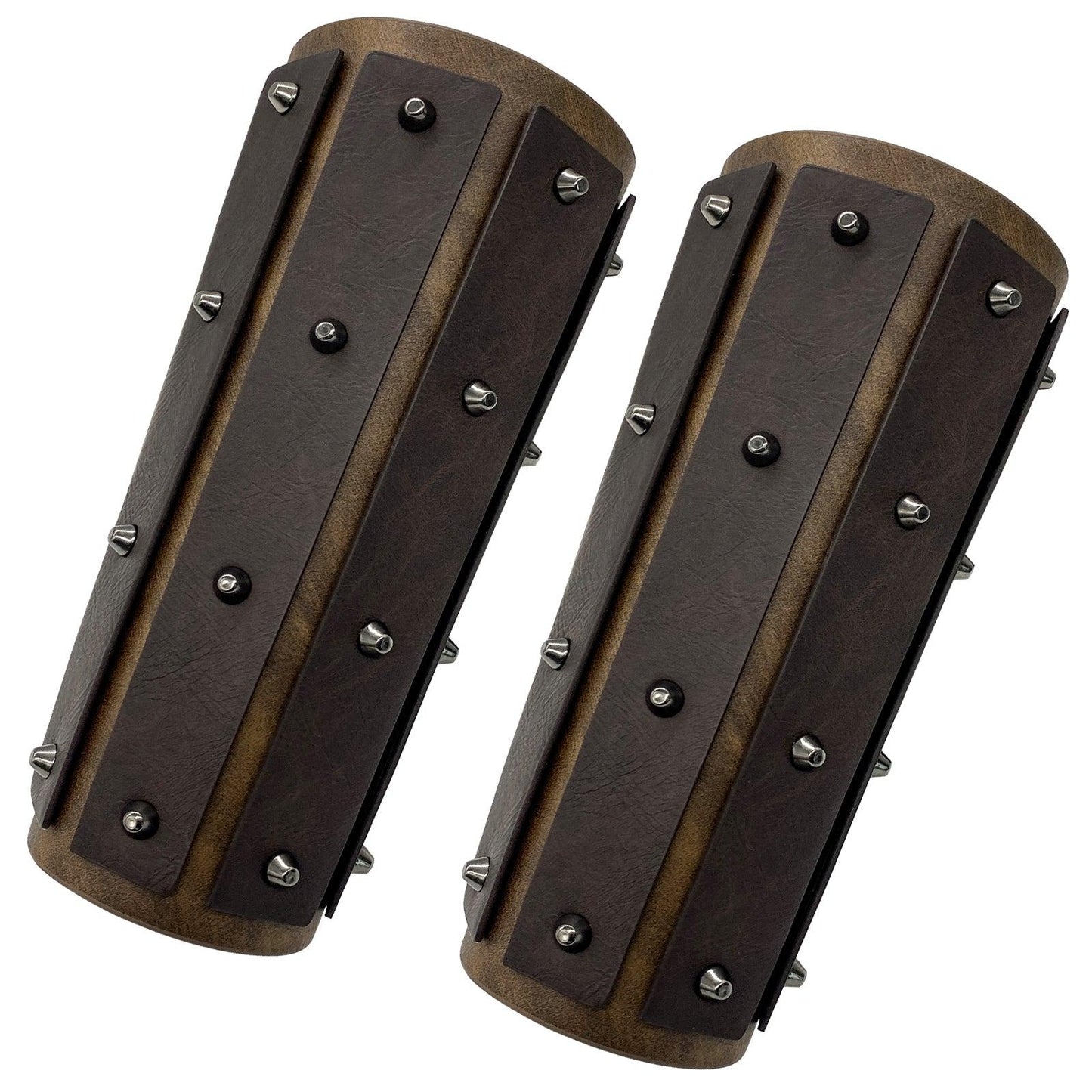 HiiFeuer Medieval Brigandine Arm Guards, Mercenary Faux Leather Gauntlet, Vintage Renaissance Knight Arm Bracers