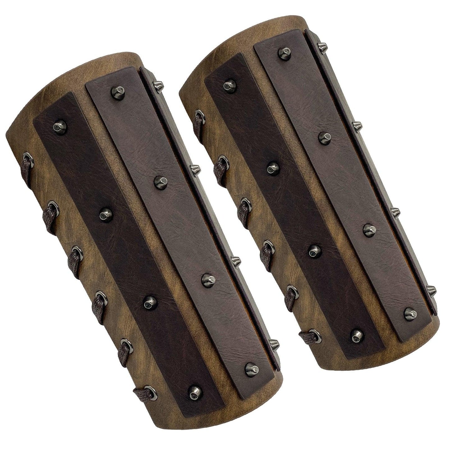HiiFeuer Medieval Brigandine Arm Guards, Mercenary Faux Leather Gauntlet, Vintage Renaissance Knight Arm Bracers