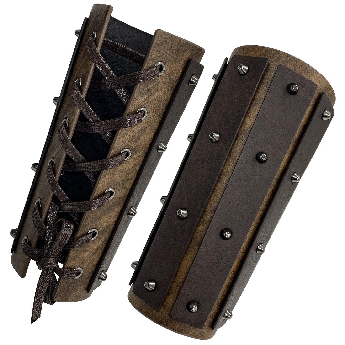 HiiFeuer Medieval Brigandine Arm Guards, Mercenary Faux Leather Gauntlet, Vintage Renaissance Knight Arm Bracers