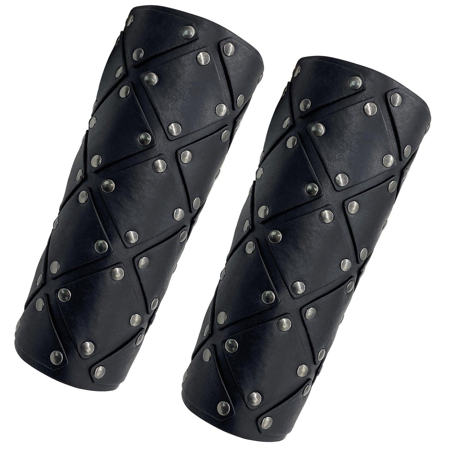 HiiFeuer Medieval Brigandine Arm Guards, Mercenary Faux Leather Gauntlet, Vintage Renaissance Knight Arm Bracers