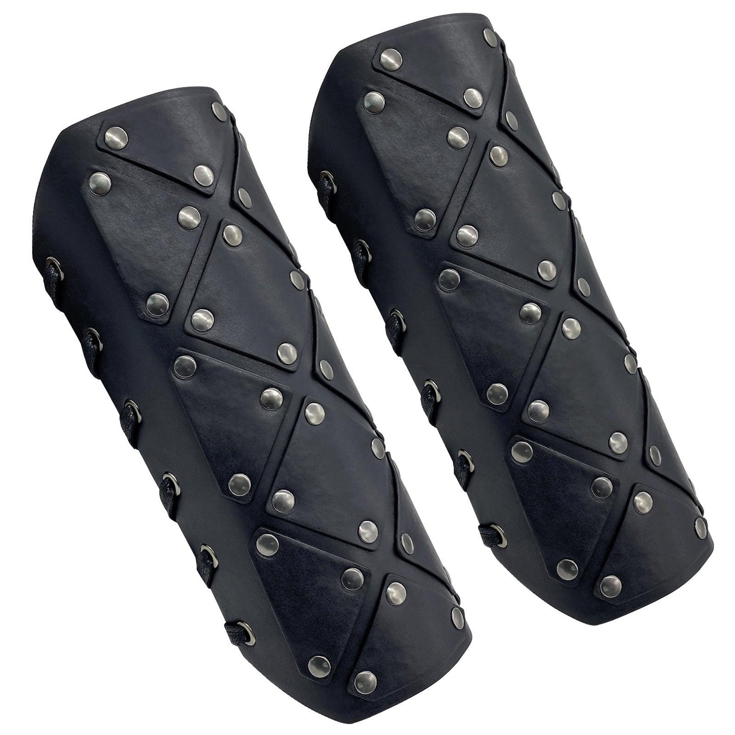 HiiFeuer Medieval Brigandine Arm Guards, Mercenary Faux Leather Gauntlet, Vintage Renaissance Knight Arm Bracers