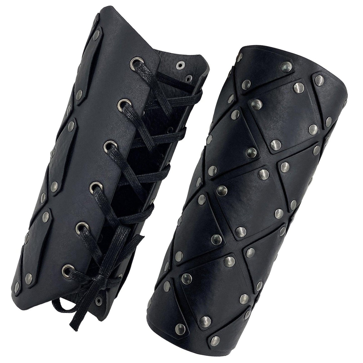 HiiFeuer Medieval Brigandine Arm Guards, Mercenary Faux Leather Gauntlet, Vintage Renaissance Knight Arm Bracers