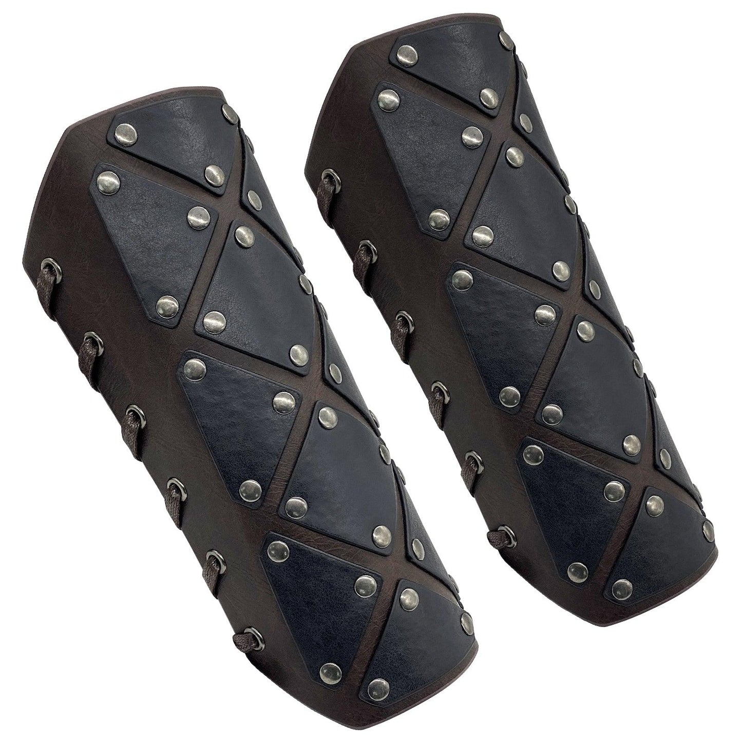 HiiFeuer Medieval Brigandine Arm Guards, Mercenary Faux Leather Gauntlet, Vintage Renaissance Knight Arm Bracers