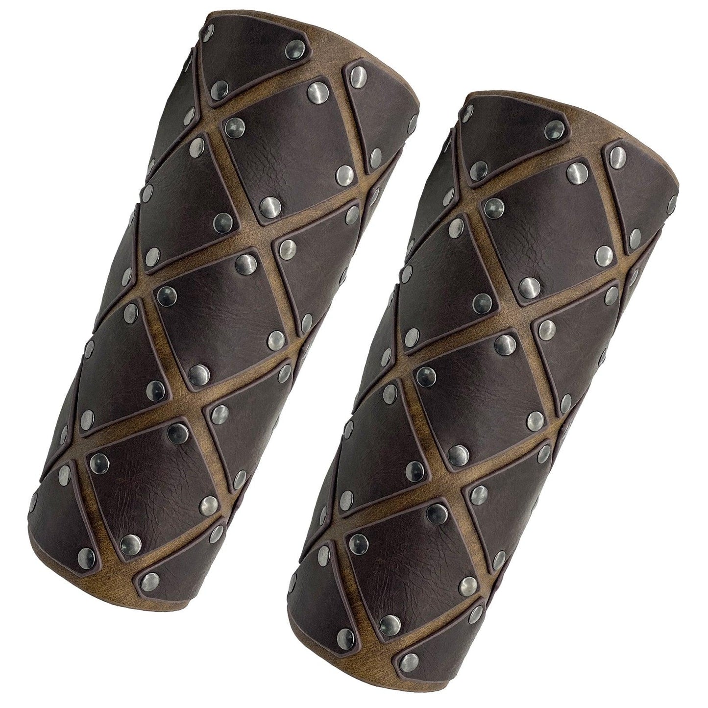 HiiFeuer Medieval Brigandine Arm Guards, Mercenary Faux Leather Gauntlet, Vintage Renaissance Knight Arm Bracers