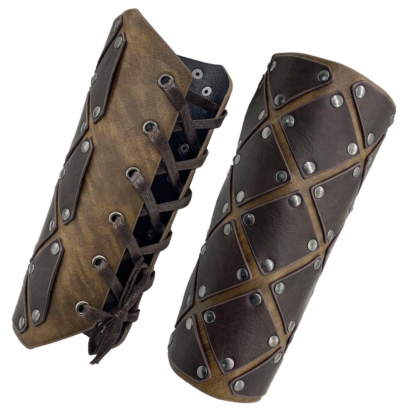 HiiFeuer Medieval Brigandine Arm Guards, Mercenary Faux Leather Gauntlet, Vintage Renaissance Knight Arm Bracers