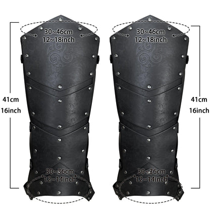 HiiFeuer Medieval Faux Leather Leg Gaiters, Vintage Middle Ages Knight Leg Armor, Mercenary Leg Guards for LARP