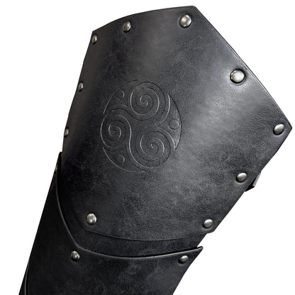 HiiFeuer Medieval Faux Leather Leg Gaiters, Vintage Middle Ages Knight Leg Armor, Mercenary Leg Guards for LARP