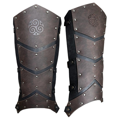 HiiFeuer Medieval Faux Leather Leg Gaiters, Vintage Middle Ages Knight Leg Armor, Mercenary Leg Guards for LARP