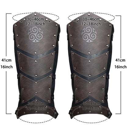 HiiFeuer Medieval Faux Leather Leg Gaiters, Vintage Middle Ages Knight Leg Armor, Mercenary Leg Guards for LARP