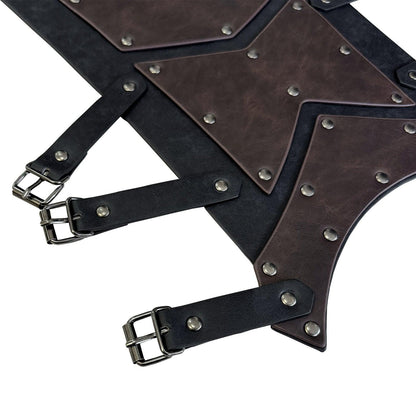 HiiFeuer Medieval Faux Leather Leg Gaiters, Vintage Middle Ages Knight Leg Armor, Mercenary Leg Guards for LARP