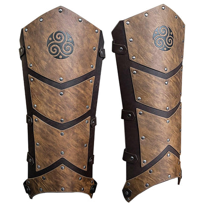 HiiFeuer Medieval Faux Leather Leg Gaiters, Vintage Middle Ages Knight Leg Armor, Mercenary Leg Guards for LARP