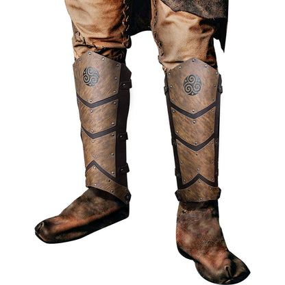 HiiFeuer Medieval Faux Leather Leg Gaiters, Vintage Middle Ages Knight Leg Armor, Mercenary Leg Guards for LARP
