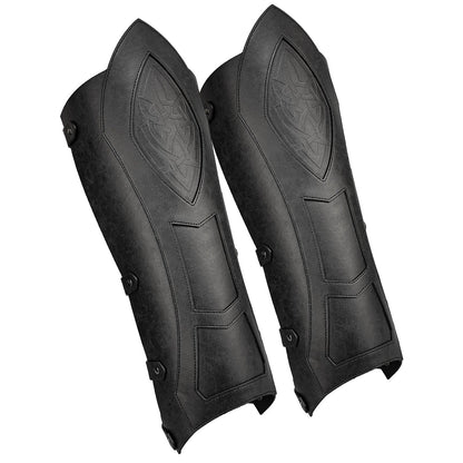 HiiFeuer Medieval Faux Leather Leg Gaiters, Vintage Middle Ages Knight Leg Armor, Mercenary Leg Guards for LARP