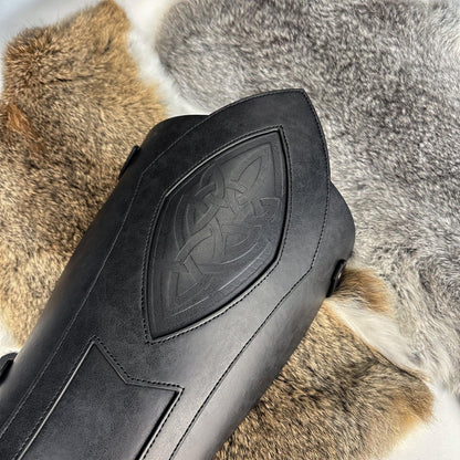 HiiFeuer Medieval Faux Leather Leg Gaiters, Vintage Middle Ages Knight Leg Armor, Mercenary Leg Guards for LARP