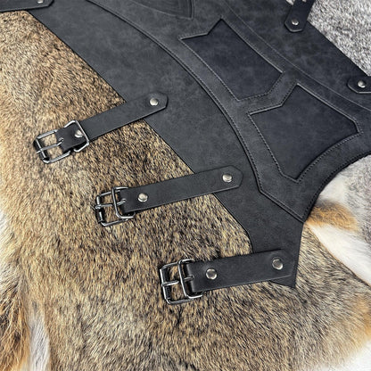 HiiFeuer Medieval Faux Leather Leg Gaiters, Vintage Middle Ages Knight Leg Armor, Mercenary Leg Guards for LARP
