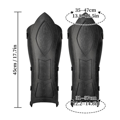 HiiFeuer Medieval Faux Leather Leg Gaiters, Vintage Middle Ages Knight Leg Armor, Mercenary Leg Guards for LARP