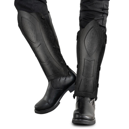 HiiFeuer Medieval Faux Leather Leg Gaiters, Vintage Middle Ages Knight Leg Armor, Mercenary Leg Guards for LARP