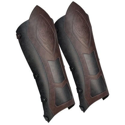 HiiFeuer Medieval Faux Leather Leg Gaiters, Vintage Middle Ages Knight Leg Armor, Mercenary Leg Guards for LARP