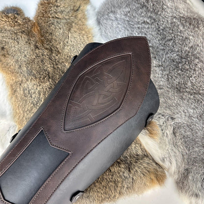 HiiFeuer Medieval Faux Leather Leg Gaiters, Vintage Middle Ages Knight Leg Armor, Mercenary Leg Guards for LARP