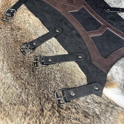 HiiFeuer Medieval Faux Leather Leg Gaiters, Vintage Middle Ages Knight Leg Armor, Mercenary Leg Guards for LARP