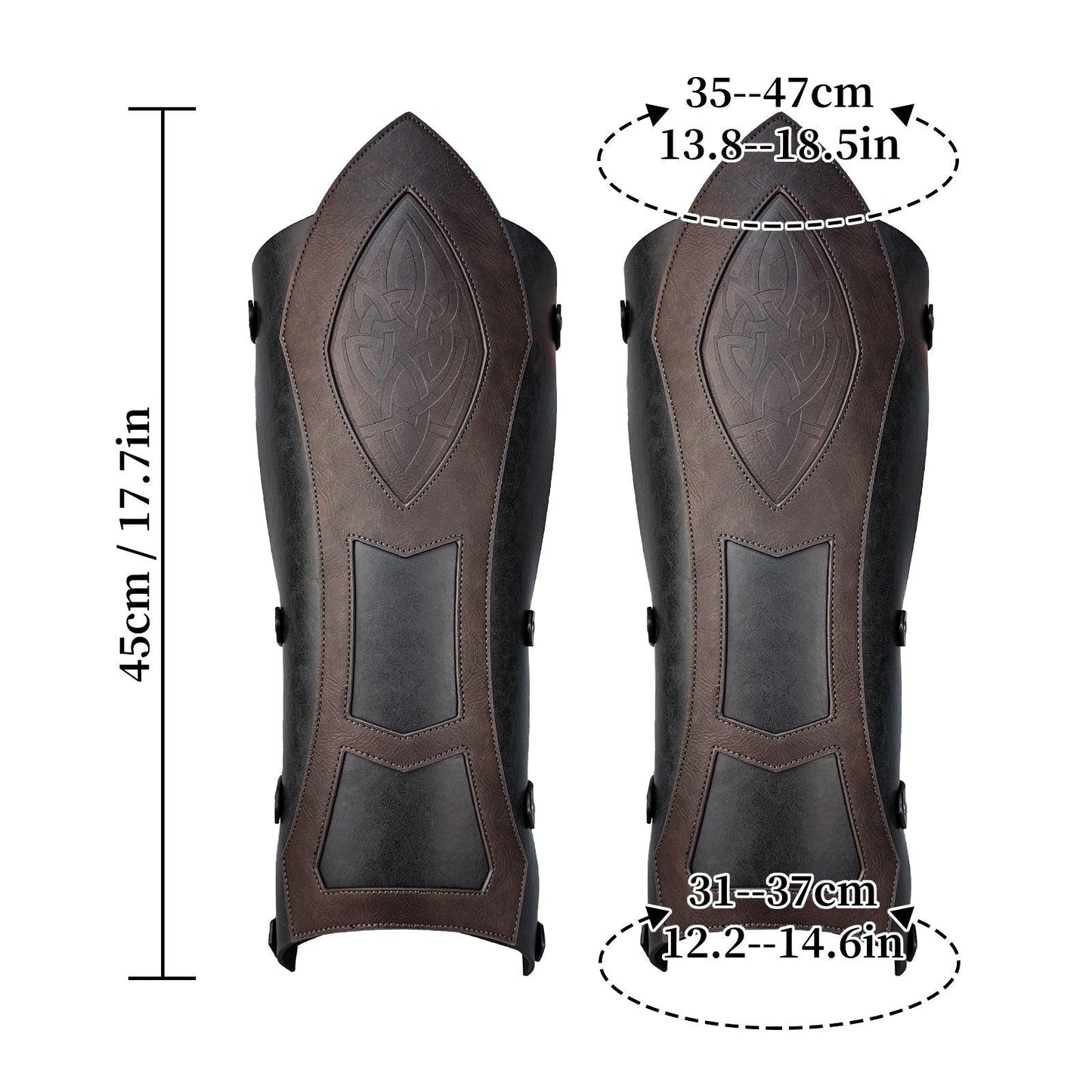 HiiFeuer Medieval Faux Leather Leg Gaiters, Vintage Middle Ages Knight Leg Armor, Mercenary Leg Guards for LARP