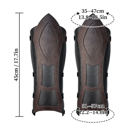 HiiFeuer Medieval Faux Leather Leg Gaiters, Vintage Middle Ages Knight Leg Armor, Mercenary Leg Guards for LARP