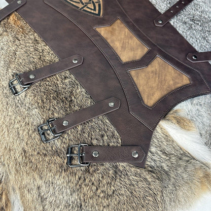 HiiFeuer Medieval Faux Leather Leg Gaiters, Vintage Middle Ages Knight Leg Armor, Mercenary Leg Guards for LARP