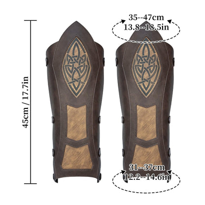 HiiFeuer Medieval Faux Leather Leg Gaiters, Vintage Middle Ages Knight Leg Armor, Mercenary Leg Guards for LARP