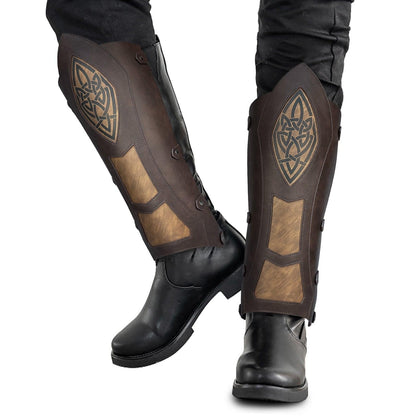 HiiFeuer Medieval Faux Leather Leg Gaiters, Vintage Middle Ages Knight Leg Armor, Mercenary Leg Guards for LARP