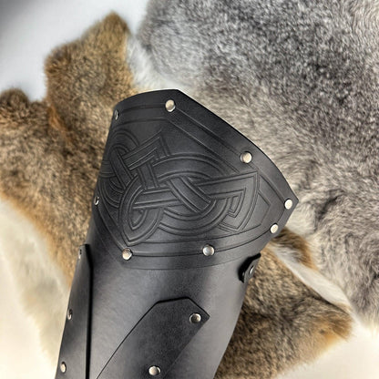 HiiFeuer Medieval Faux Leather Leg Gaiters, Vintage Middle Ages Knight Leg Armor, Mercenary Leg Guards for LARP