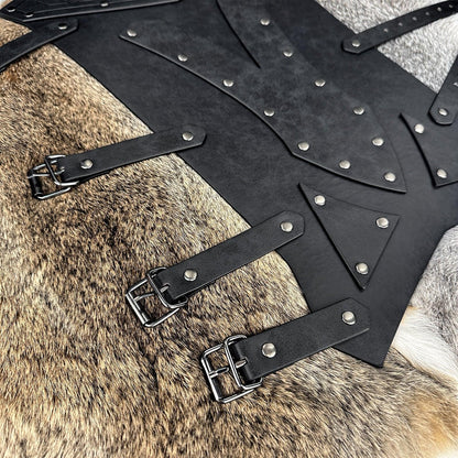 HiiFeuer Medieval Faux Leather Leg Gaiters, Vintage Middle Ages Knight Leg Armor, Mercenary Leg Guards for LARP