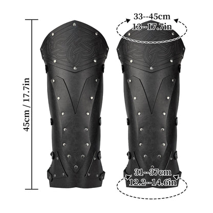 HiiFeuer Medieval Faux Leather Leg Gaiters, Vintage Middle Ages Knight Leg Armor, Mercenary Leg Guards for LARP