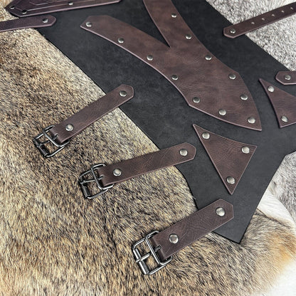 HiiFeuer Medieval Faux Leather Leg Gaiters, Vintage Middle Ages Knight Leg Armor, Mercenary Leg Guards for LARP