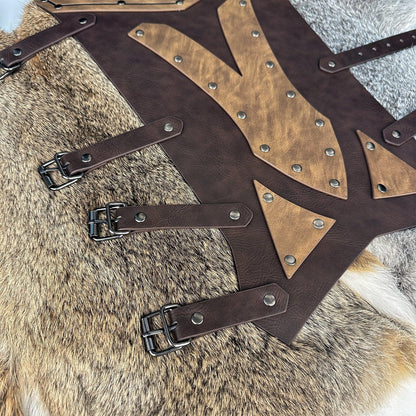 HiiFeuer Medieval Faux Leather Leg Gaiters, Vintage Middle Ages Knight Leg Armor, Mercenary Leg Guards for LARP