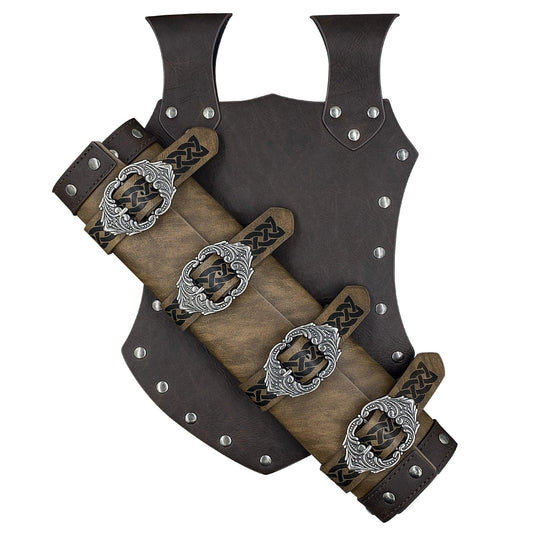 HiiFeuer Medieval Faux Leather Sword Frog, Vintage Middle Ages Sword Holster, Mercenary Knight Adjustable Dagger Holster