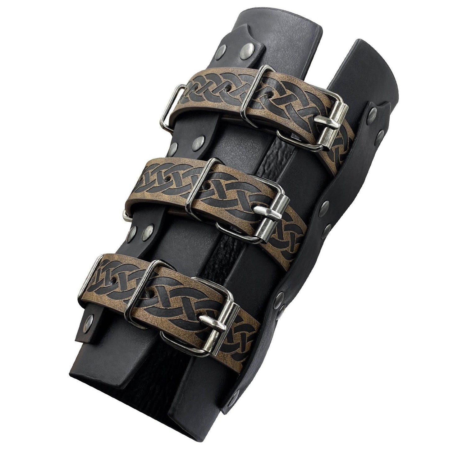 HiiFeuer Medieval Vintage Faux Leather Bracers, Retro Buckle Fastening Mercenary Arm Guards, Costume Knight Gauntlets