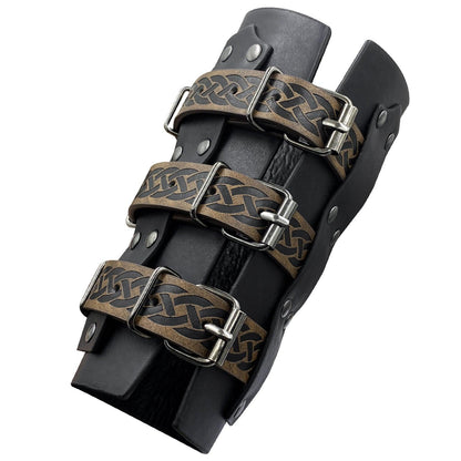HiiFeuer Medieval Vintage Faux Leather Bracers, Retro Buckle Fastening Mercenary Arm Guards, Costume Knight Gauntlets