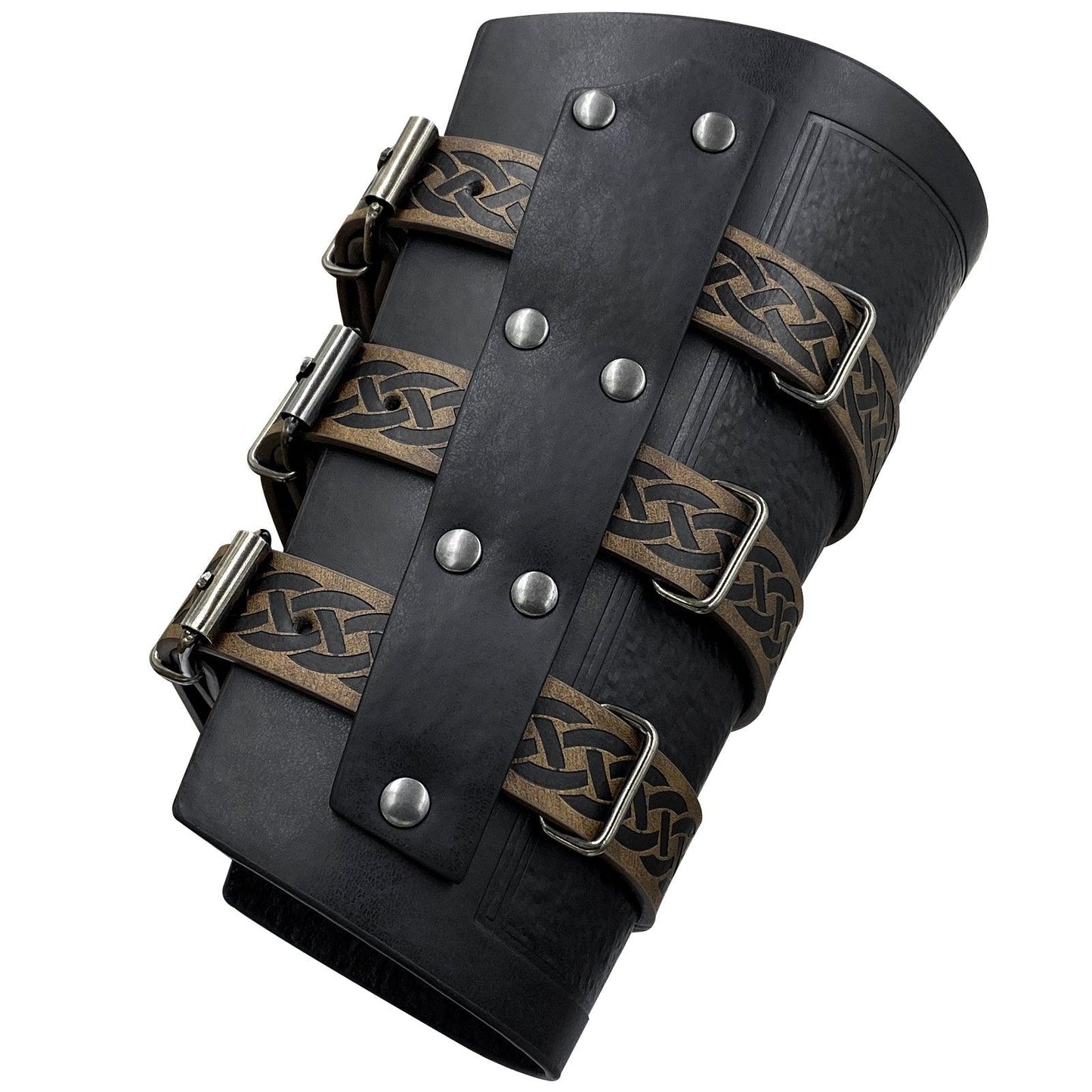 HiiFeuer Medieval Vintage Faux Leather Bracers, Retro Buckle Fastening Mercenary Arm Guards, Costume Knight Gauntlets