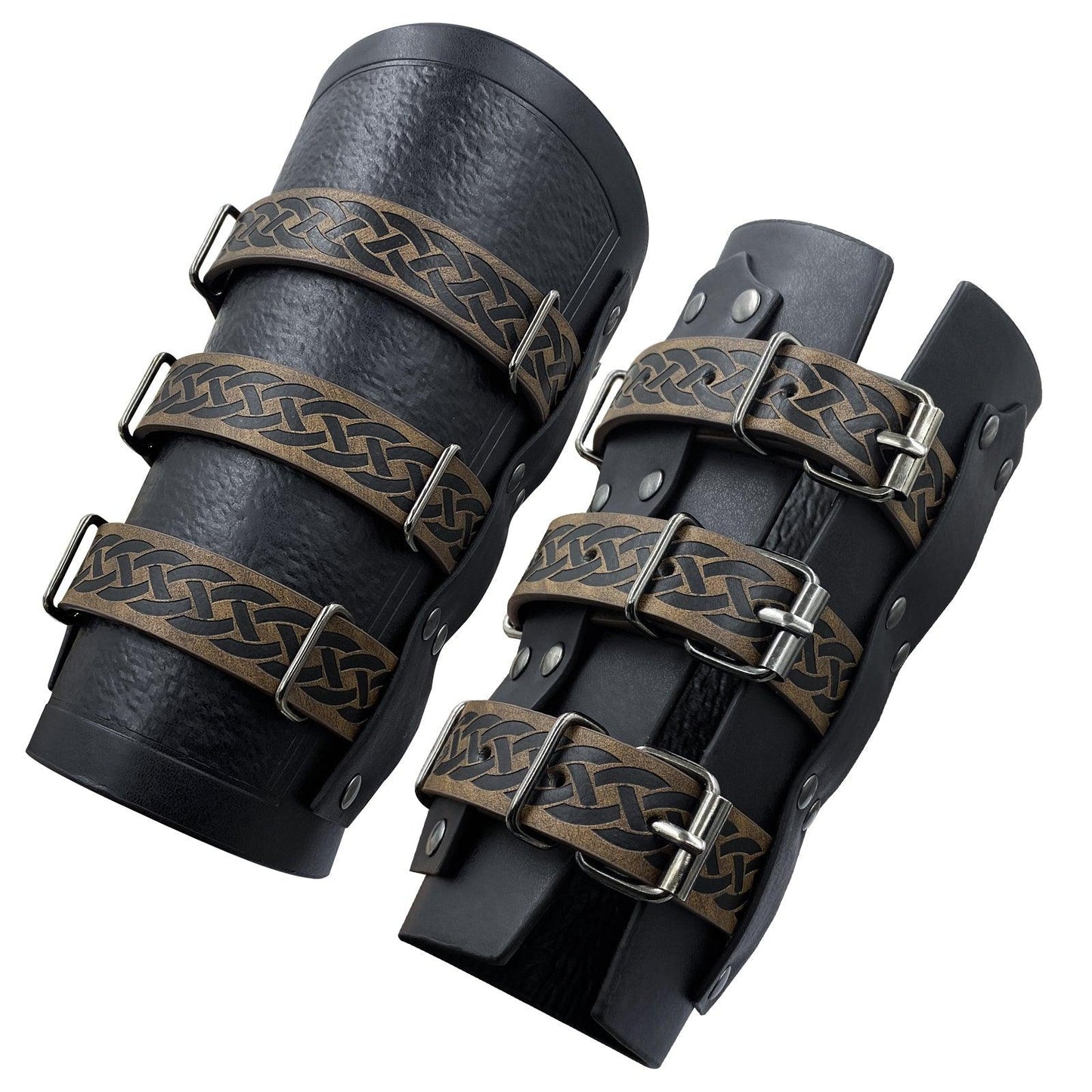 HiiFeuer Medieval Vintage Faux Leather Bracers, Retro Buckle Fastening Mercenary Arm Guards, Costume Knight Gauntlets