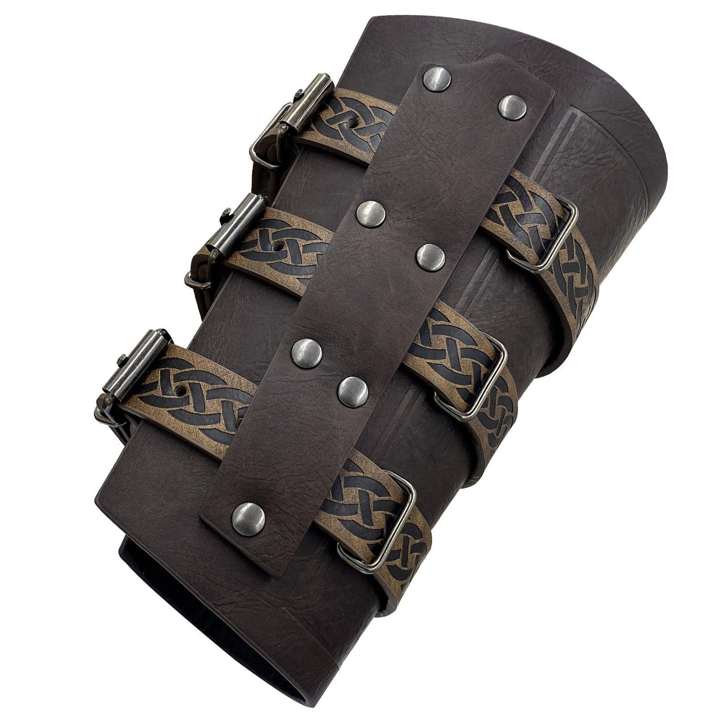 HiiFeuer Medieval Vintage Faux Leather Bracers, Retro Buckle Fastening Mercenary Arm Guards, Costume Knight Gauntlets