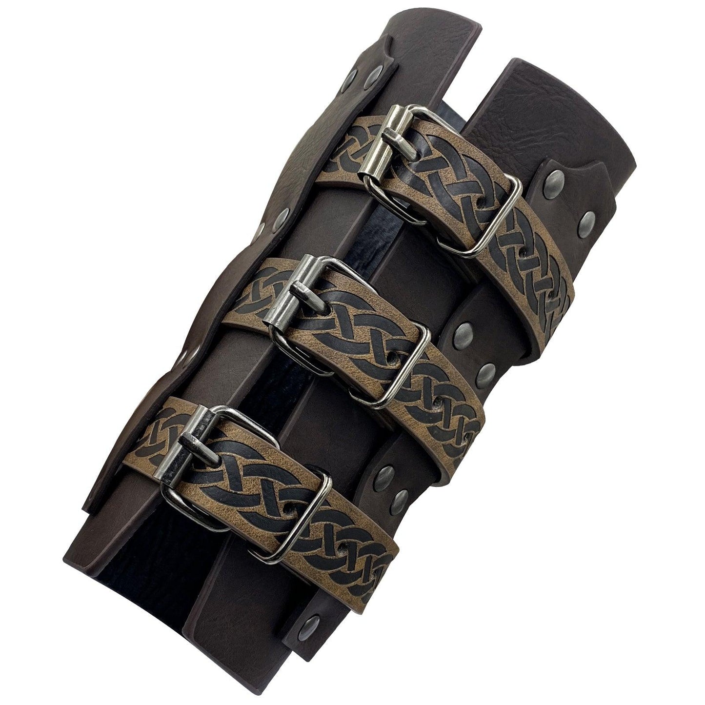 HiiFeuer Medieval Vintage Faux Leather Bracers, Retro Buckle Fastening Mercenary Arm Guards, Costume Knight Gauntlets