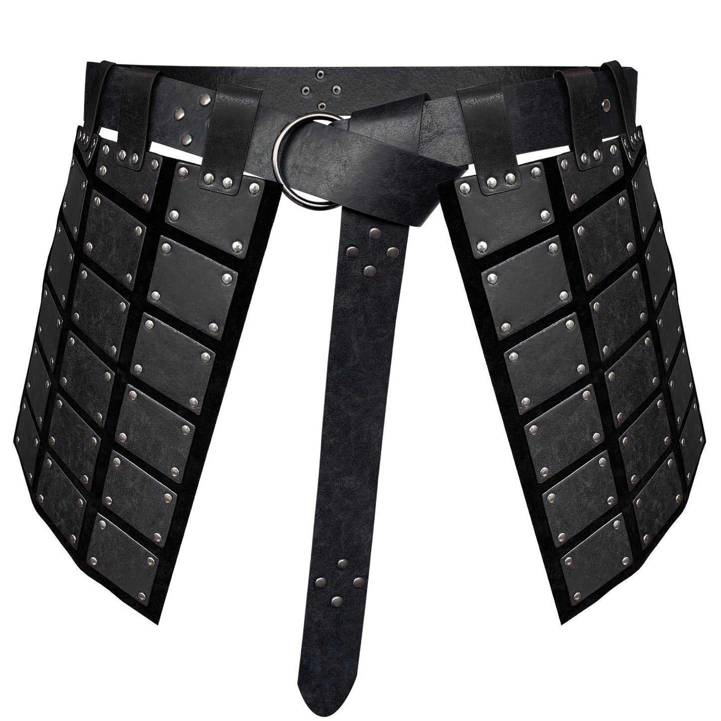 HiiFeuer Medieval Faux Leather Thigh Armor, Retro Double Sides Waist Armor with Belt, Mercenary&amp;Knights Skirt Armor for LARP