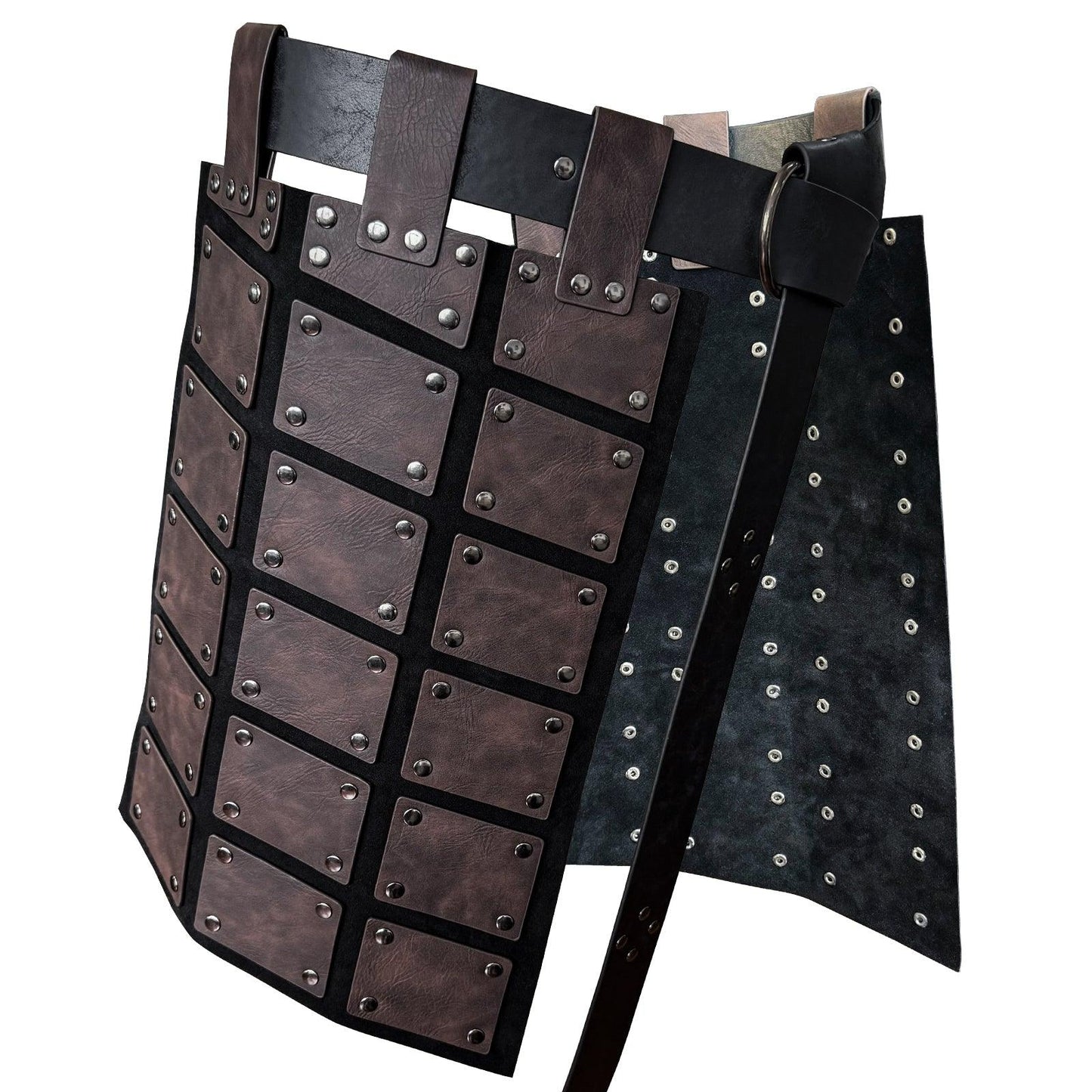 HiiFeuer Medieval Faux Leather Thigh Armor, Retro Double Sides Waist Armor with Belt, Mercenary&amp;Knights Skirt Armor for LARP