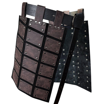 HiiFeuer Medieval Faux Leather Thigh Armor, Retro Double Sides Waist Armor with Belt, Mercenary&amp;Knights Skirt Armor for LARP