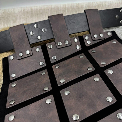 HiiFeuer Medieval Faux Leather Thigh Armor, Retro Double Sides Waist Armor with Belt, Mercenary&amp;Knights Skirt Armor for LARP