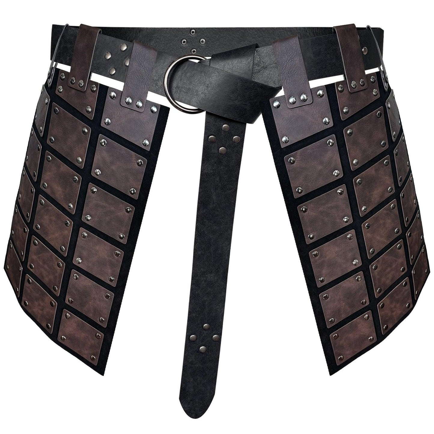 HiiFeuer Medieval Faux Leather Thigh Armor, Retro Double Sides Waist Armor with Belt, Mercenary&amp;Knights Skirt Armor for LARP