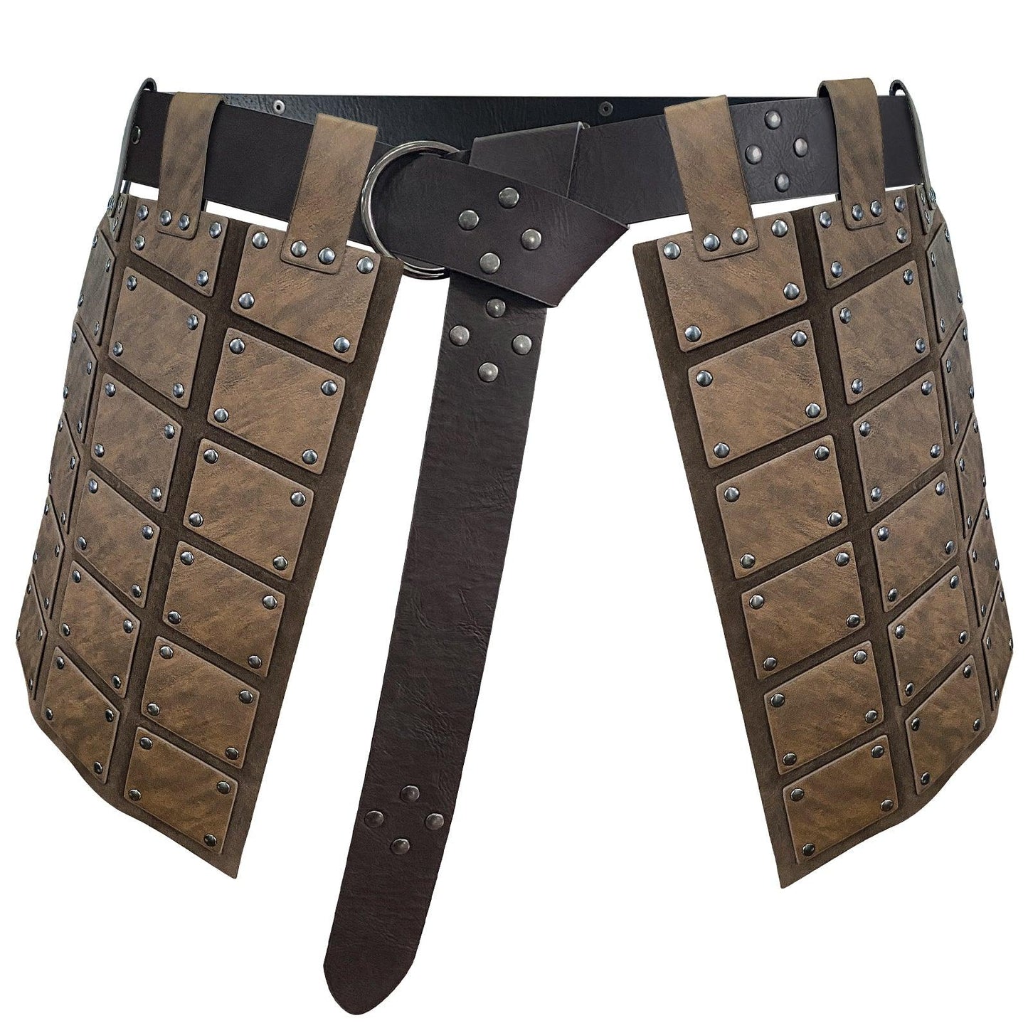 HiiFeuer Medieval Faux Leather Thigh Armor, Retro Double Sides Waist Armor with Belt, Mercenary&amp;Knights Skirt Armor for LARP