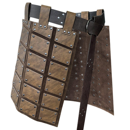 HiiFeuer Medieval Faux Leather Thigh Armor, Retro Double Sides Waist Armor with Belt, Mercenary&amp;Knights Skirt Armor for LARP