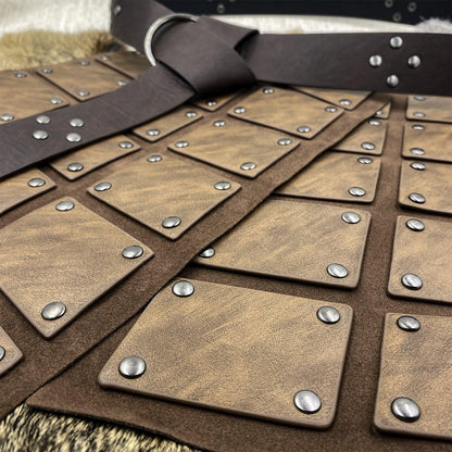 HiiFeuer Medieval Faux Leather Thigh Armor, Retro Double Sides Waist Armor with Belt, Mercenary&amp;Knights Skirt Armor for LARP