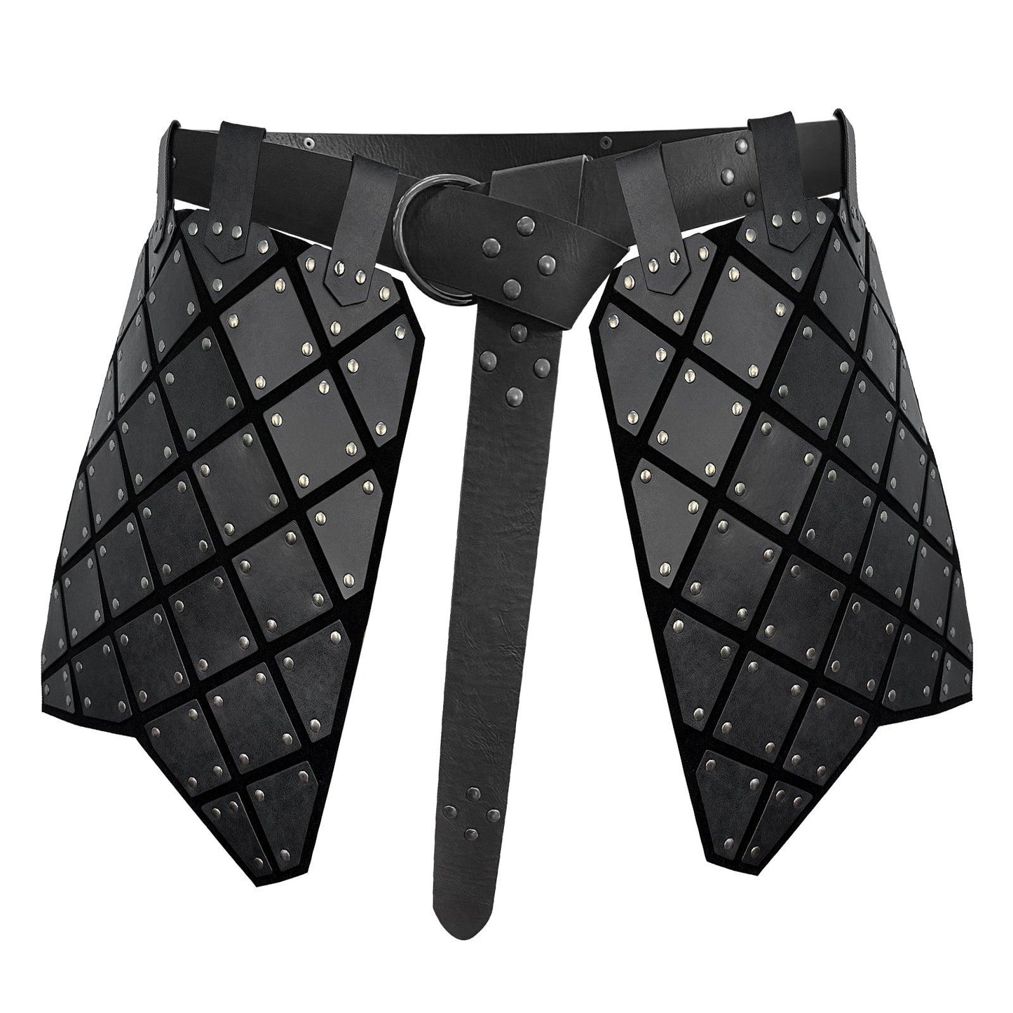 HiiFeuer Medieval Faux Leather Thigh Armor, Retro Double Sides Waist Armor with Belt, Mercenary&amp;Knights Skirt Armor for LARP